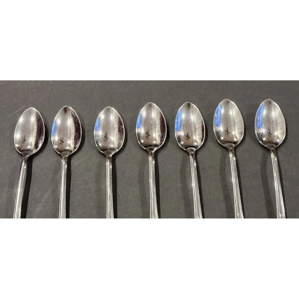 EKCO Stainless Chevron‎ Iced Tea Spoons Made USA Set of 7
